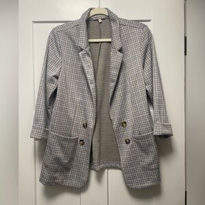 Maurices Checkered Blazer in Gray and White